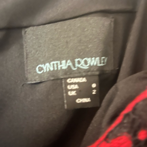 NWOT Cynthia Rowley Red & Black Off-the-Shoulder Lace Floral Dress Size 0 - Picture 7 of 7